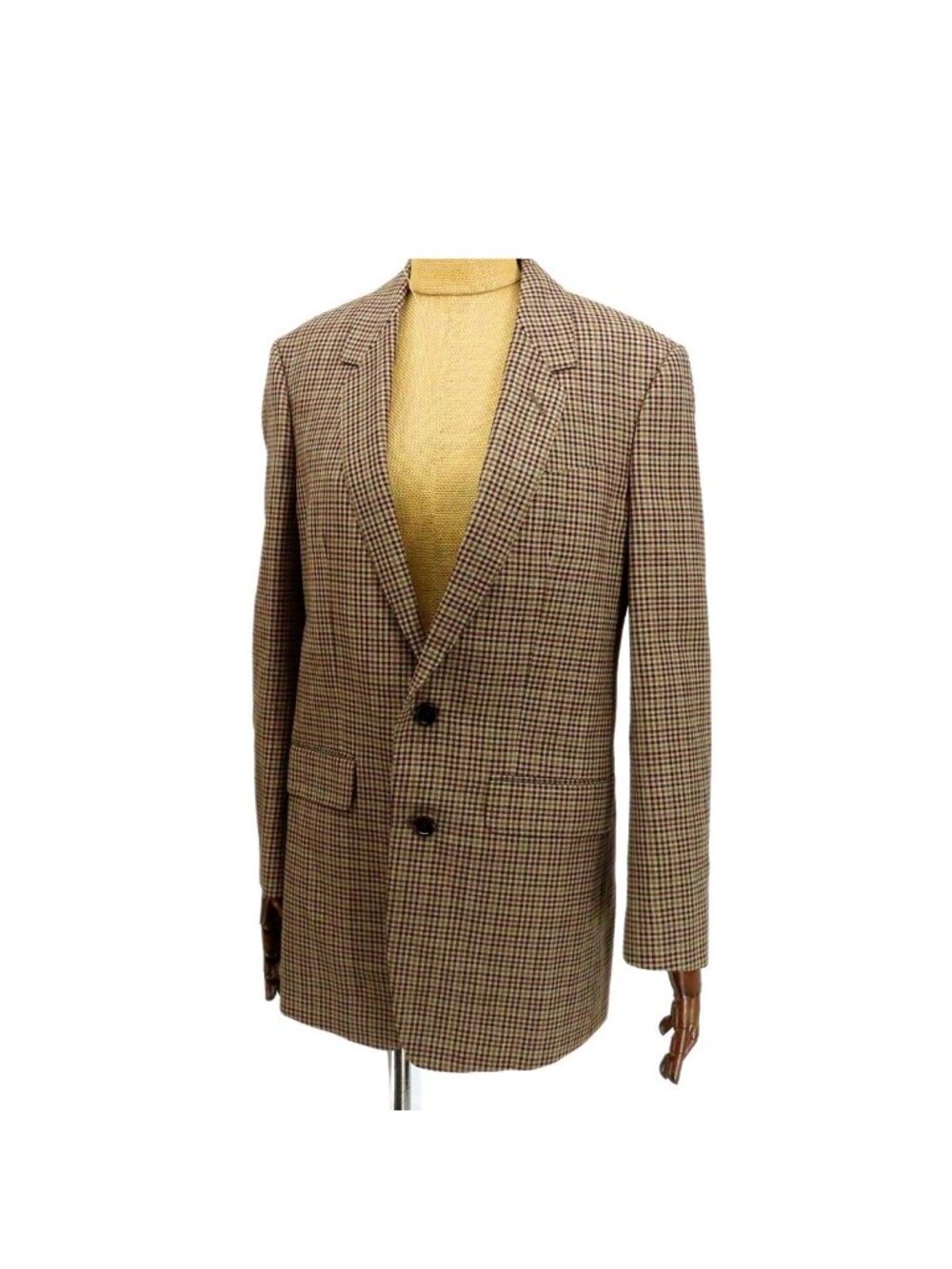 Celine Tom Boy Tailored Jacket Brown Wool Total Check 36